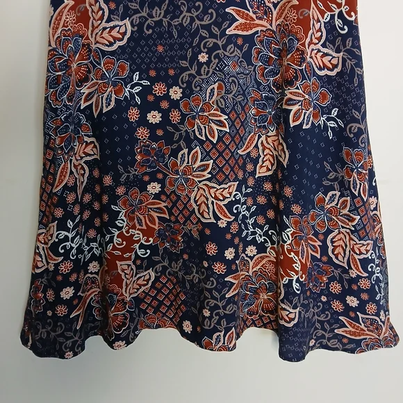 APRICOT Navy Floral Print Dress with Red and Cream Accents - Picture 9 of 12